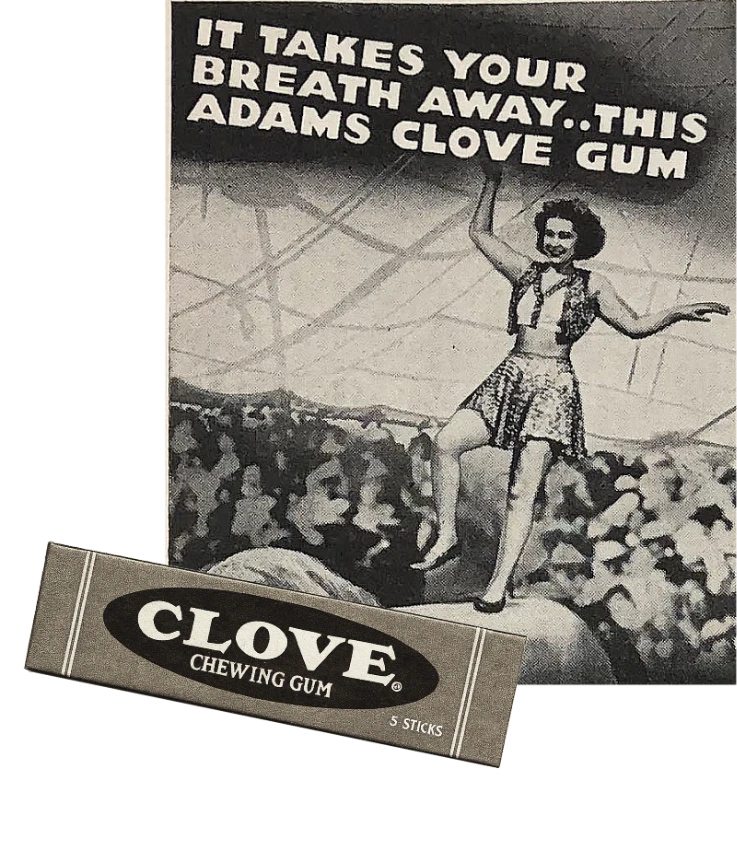 it takes your breath away.. this adams clove gum, clove chewing gum