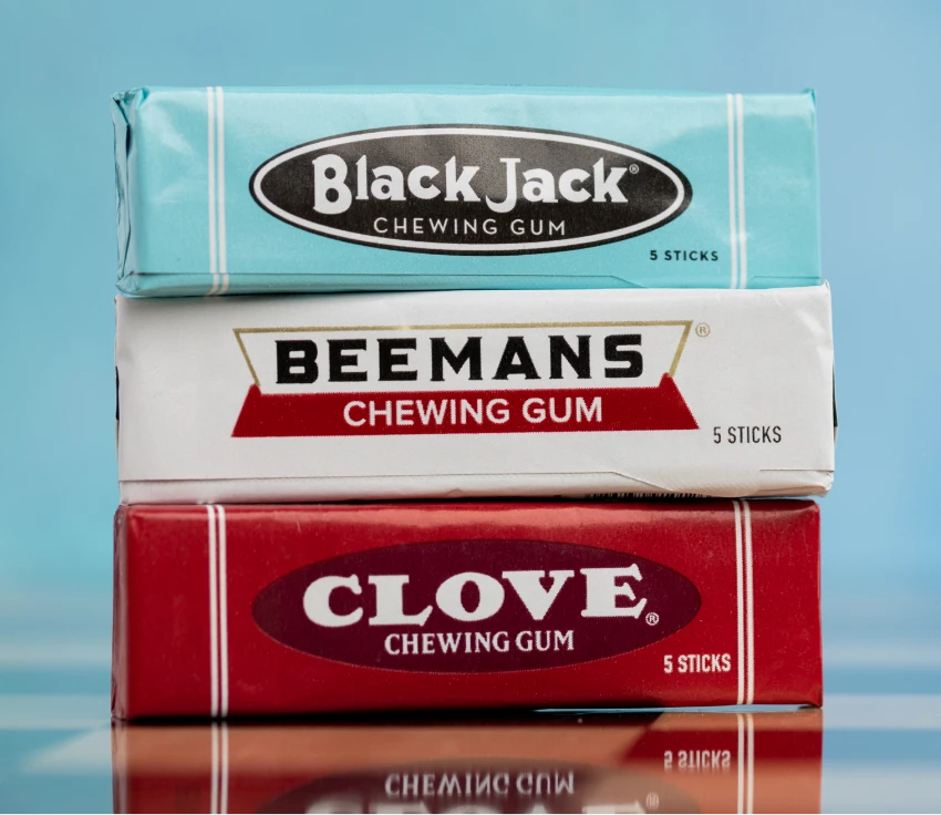 Stack of Black jack, beenans and clove chewing gum