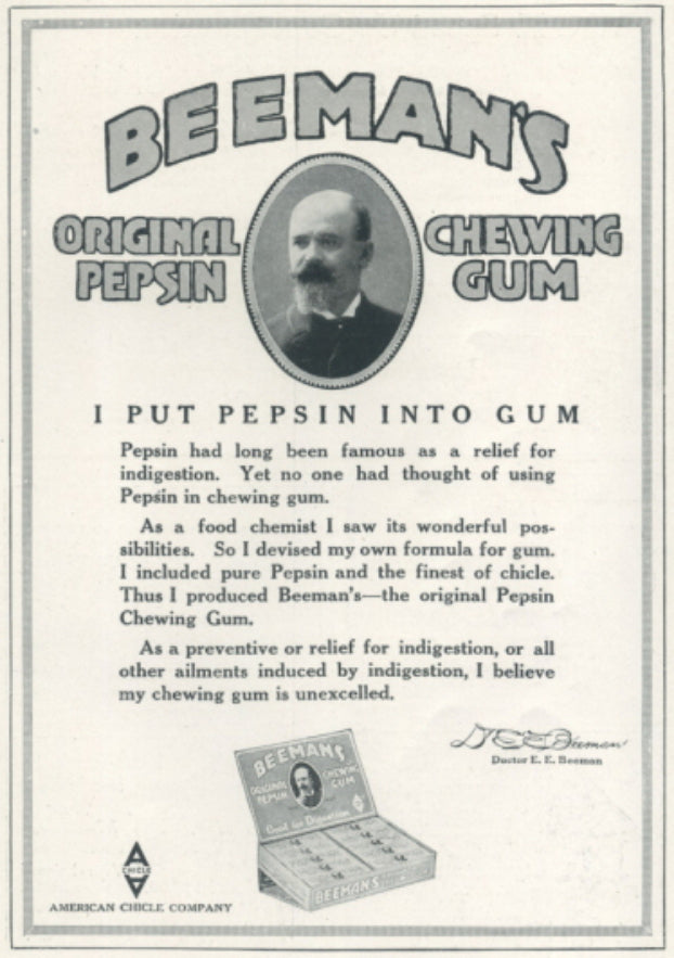 Beemans Original Pepsin Chewing Gum Old Advert