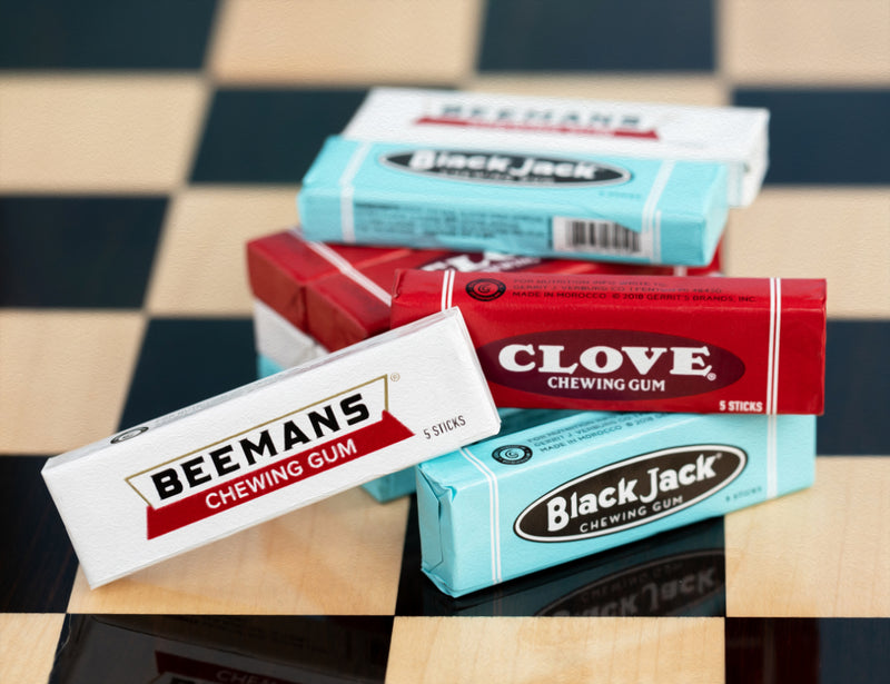 Beemans, Black Jack and Clove gums in current packaging